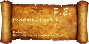 Porubszky Ernák névjegykártya